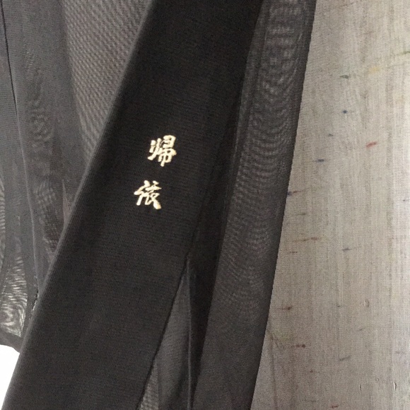 Japanese 🇯🇵 monk costume sheer kimono black VTG - Picture 5 of 9